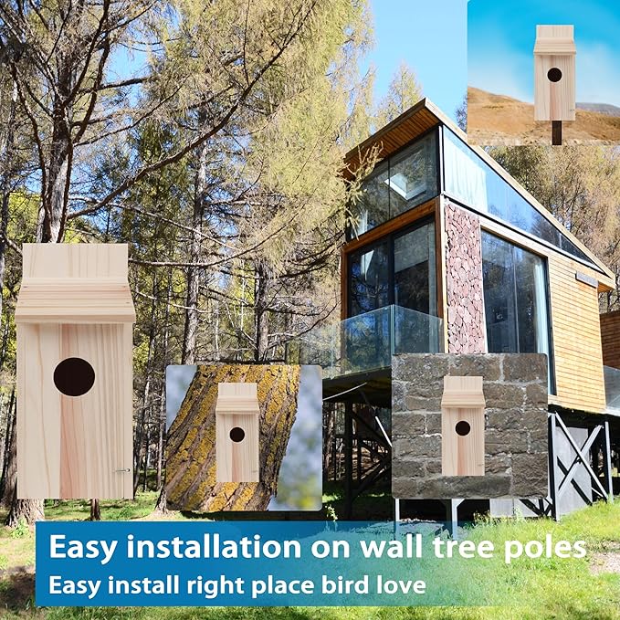 2 Pack Bird Houses for Outside,Blue Bird Box House for Outside,Cedar Finch Swallow Wren Hummingbird Birdhouse,DIY