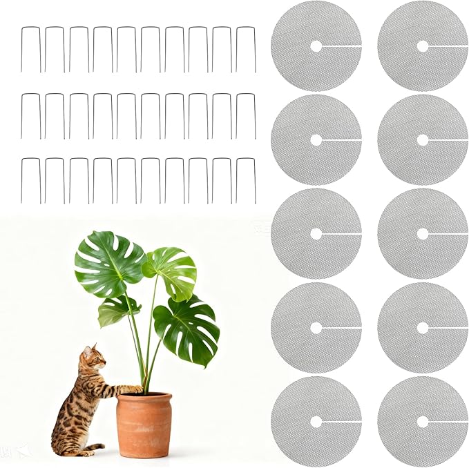 10pc 15.7" Plant Pot Grids Cuttable Plant Pot Soil Covers Protectors from Animals-Indoor Plant Pot Soil Guard for Outdoor Garden Plant Protection Breathable Mesh Prevents Digging