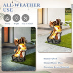 Grepatio Outdoor 4-Tiers Cascading Water Fountain, Garden Waterfalls Fountain with LED Lights, Indoor/Outdoor Floor Standing Water Fountains with Pump for Patio, Yard, Deck Decor with 2 Squirrel Look
