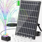POPOSOAP 12W Solar Fountain Pump with 4200mAh Battery Backup, LED Colorful Lights & Remote Control, Solar Pond Pump for Bird Bath, Fish Tank, Outdoor Garden Water Features P112DL