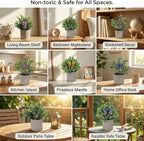 3 Pack Mini Potted Fake Plants Artificial Eucalyptus & Greenery Topiaries with 6 Butterflies,Artificial Plants for Shelf Desk Home Bathroom Farmhouse Room Coffee Table Decor