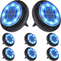 Flacchi Solar Lights Outdoor Waterproof - 2-in-1 Solar Powered Ground Lights Outdoor Solar Disk Light Landscape Light for Deck Step Patio Yard Pathway Walkway Driveway Garden (Blue, 8 Pack)