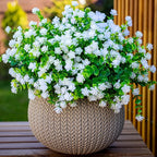 Artificial Flowers for Outdoors Fake Plants - 12 Bundles Faux Outside Greenery Boxwood No Fade Plastic Shrubs Fall Decor Farmhouse Home Garden (White)