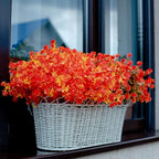 Artificial Fall Flowers Outdoor Fake Mums - 12 Bundles Fake Plants UV Resistant No Fade Faux Plastic Greenery Garden Porch Patio Fall Home Decor (OrangeYellow)