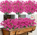 Roberly 24 Bundles Artificial Flowers for Outdoors UV Resistant Silk Fake Flowers Faux Plastic Plants for Porch Garden Window Box Indoor Outdoor Spring Summer Home Farmhouse Decor, Fuchsia