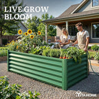 YITAHOME 6x3x3ft Large Raised Garden Bed Kit, Galvanized Metal Planter Box with Gloves, Support Rod, Outdoor Above Ground Planters for Plants Vegetables Flowers, Green