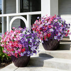 Artificial Flowers for Outdoors Decoration, 20 Bundles Fuchsia Faux Morning Glory with Eucalyptus Look Real UV Resistant Fake Plants Silk Flowers for Outside Yard Gardens Porch Patio Planter Home Urn