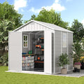 UDPATIO Resin Storage Shed 8 x 6 FT, Outdoor Garden Sheds with Floor Plastic Patio Outdoor Storage Shed with Lockable Door, Sandstone