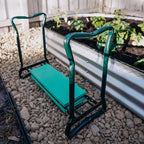 Backyard Expressions Garden Kneeler & Seat – 2-in-1 Garden Stool and Kneeler, Foldable Gardening Bench with Cushioned Pad for Weeding, Planting & Yard Work