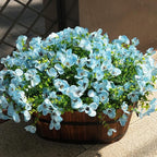 Artificial Flowers for Outdoor, UV Resistant Fake Silk Pansies Flowers, Realistic Faux Plants for Outside Indoor Porch Patio Window Box Planter Home Decor (16, Blue)