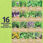 Organic Herb Seeds Variety Pack - 16 Individual Packs - 2026 Season - Basil, Cilantro, Dill, Thyme, Parsley and More! for Indoor & Outdoor Planting (Non-GMO, Certified Organic)