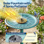 VIVOHOME Bird Bath with Solar Fountain for Outside, Polyresin Pedestal Bird Baths with Solar Powered Pump for Outdoor, Garden, Weather-Resistant Birdbaths with 20" Bowl, Green