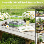 5-Pack Flexible Germination Trays,Reusable 60Cell Seed Starter Trays With Humidity Dome & Lids , Flexible Pop-Out Design, BPA-Free Silicone Seedling Kit & Dishwasher Safe for Herbs/Vegetables/Flowers