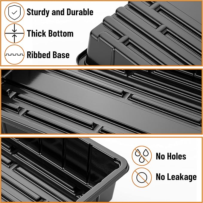 Mr. Pen- Plastic Growing Trays, 5Pack, Black, 17x10, Plant Tray, Seed Tray, Seedling Tray, Propagation Tray, Plant Trays for Seedlings, Planting Trays, Microgreens Growing Trays, Seedling Starter Tray