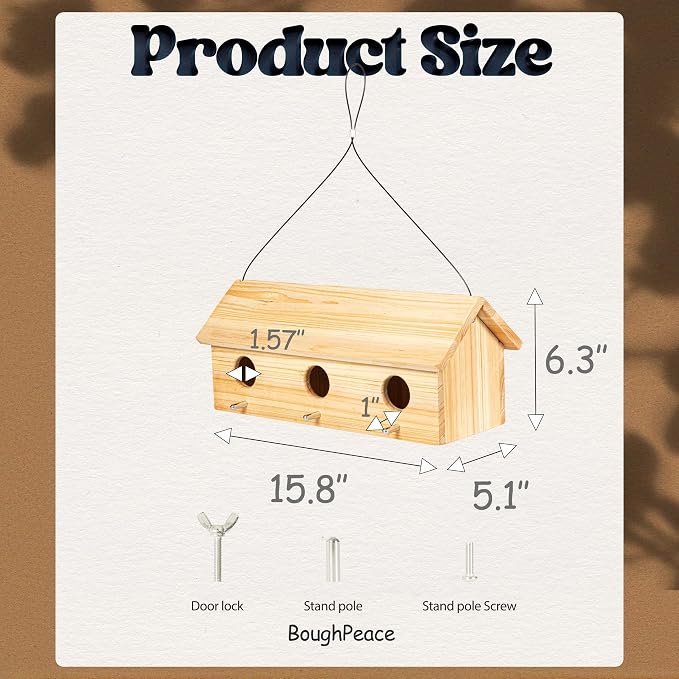 Wooden Bird Houses for Outside Birdhouses Nest Bluebird House for Cardinals Finch Wren Swallow for Garden Viewing 7