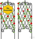 Amagabeli Garden Trellis for Climbing Plants 47” x 16” Rustproof Black Iron Plant Trellis Potted Vines Vegetables Flowers Patio Metal Wire Lattices Grid Panels for Ivy Cucumbers Clematis 2 Pack GT03