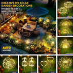 GIGALUMI Garden Decor Outdoor Lights 120LED 4Pack, Solar Garden Lights for Christmas Outside Fairy Firework Decorative,Solar Powered for Yard Pathway Flowerbed Planter Balcony Patio Decor (Warm White
