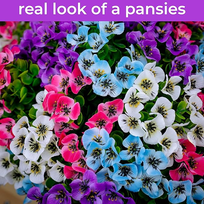 Artificial Flowers Outdoor Shrubs - 16 Bundles Fake Plants UV Resistant No Fade Faux Plastic Greenery Home Garden Porch Decoration Indoor (1, Multi 16-5)