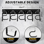 ELEAD 68'' All Metal Adjustable Garden Tool Organizer: Garage Tool Organizer Wall Mount with Black Hooks, Garage Organizers and Storage, Tool Hangers for Shed