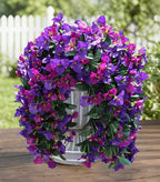 HyeFlora Bougainvillea Artificial Hanging Flowers Plants for Outdoors Decoration, 2pcs Fake Flowers Silk Bougainvillea Vines Realistic UV Resistant Faux Flowers for Outdoor Planters Porch Patio, Mix
