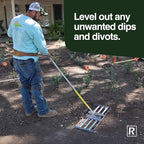 Rocklin™ Lawn Leveling Rake | Stainless Steel Surface Leveling Tool | Level Soil or Dirt Ground Surfaces Easily | 30” x 10” Ground Plate | 78” Extra Long Handle
