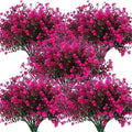 Boxwood Springs, Artificial Flowers Fake Outdoor UV Resistant Boxwood Plants Shrubs 10 Packs, Faux Plastic Greenery for Hanging Planter Home Office Wedding Farmhouse Indoor Outside Decor(Fuchsia)