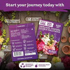 KVITER 150 Chaters Hollyhock Seeds for Planting (Alcea rosea) - Heirloom | Tall Blooms | Pollinator Magnet - Double Hollyhocks Flower Seeds to Plant Outside in Garden, Cottage Borders, Containers
