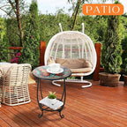 Outdoor Side Table Round Small Mosaic Patio Accent Indoor End Plant Coffee Tea Table for Yard Patio Porch Garden Living Room, Bedroom(Butterfly B Style,14 Inch)