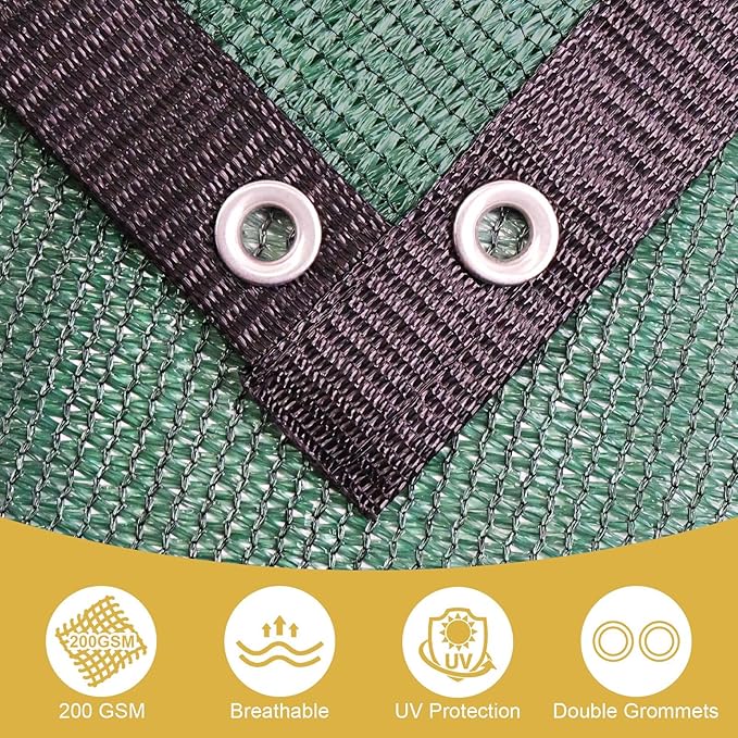 Shade&Beyond 90% Sun Shade Cloth with Grommets, 10' X 12' Pergola Shade Cover Canopy, Mesh Tarp Sun Screens for Patio, Outdoor, Garden, Backyard, Green
