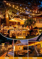 Brightown 158FT Solar String Lights Outdoor with Remote and 77 LED Shatterproof Bulbs, Dimmable & Timable, 3 Light Modes, Solar Patio String Lights Outdoor for Cafe, Garden, Deck, Outside Wedding