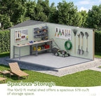 Patiowell 10 x 12 FT Outdoor Metal Storage Shed, Heavy-Duty Shed Storage with Lockable Doors and Steel Frame, Utility Tool Outside Large Storage Shed for Garden, Patio, Backyard, Brown