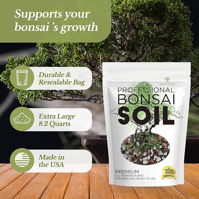 Professional Bonsai Soil Mix Ready to Use Extra Large 8.2 Quarts, Premium Potting Soil for Bonsai Trees, Fast Draining Blend Lava Limestone Pearock Calcined Clay Pinebark Indoor Outdoor Made in USA