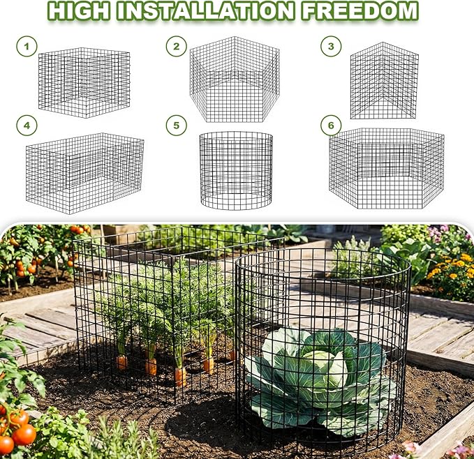 Plant Protector from Animals, 6 Set Plant Cages for Outdoor Plants 12'' x 16'' Metal Wire Protectors for Plants, Protection Cages with Stakes & Zip Ties, to Keep Rabbits Chicken Duck Out for Garden
