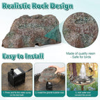 Dreyoo Fountain for Bird Bath, Red Moss Resin Granite Water Fountain Rock with 7W Water Pump, Bird Bath Fountains for Hummingbird Birdbath, Bird Feeder, Small Aquarium, Fish Tank