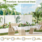 Casaphoria Metal Raised Garden Bed with Trellis and Wheels, 47"x47"x16" Planter Box for Climbing Plants, Vegetables & Vines, Features Drainage Holes and Privacy Screen (White-Louvered)