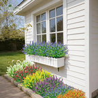 Der Rose 24 Bundles Artificial Plants Outdoor Fake Lavender Flowers UV Resistant Faux Plants Monkey Grass for Garden Porch Fence Patio Window Box Decor（Colorful）