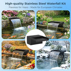 Biling Pond Waterfall Spillway Kit, 8” Waterfall Box with 660 GPH Powerful Pump, Triple Filtration System (Ceramic Rings & Sponge), Complete DIY Water Feature Kit for Garden Ponds, Streams and Patio
