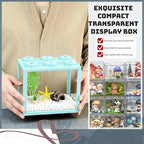 Small Betta Fish Tank, Stackable Mini Fish Tank Tiny Aquarium Kit with Aquarium Gravel & Resin Decorations, 0.6 Gallon Cube Desktop Fishbowl for Snails, Crabs, Starfish (Light Blue)