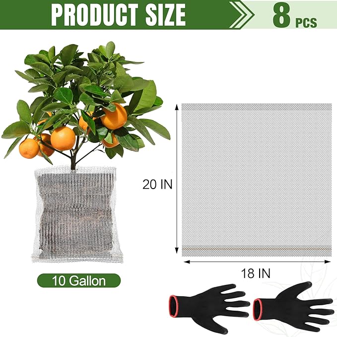 8 PCS 10 Gallon Root Guard Gopher Proof Wire Baskets, Stainless Steel Gophers Moles Voles Proof Mesh Baskets, Underground Cages for Protecting Plant Roots, Trees, Flowers, Crops, Tubers