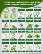 Medicinal Herb Seeds Variety Pack - 36 Heirloom Non-GMO Herbal Tea Garden Seeds: Chamomile, Lavender, Echinacea, Yarrow, Mugwort for Planting Indoor & Outdoor, Apothecary & Homesteading Supplies
