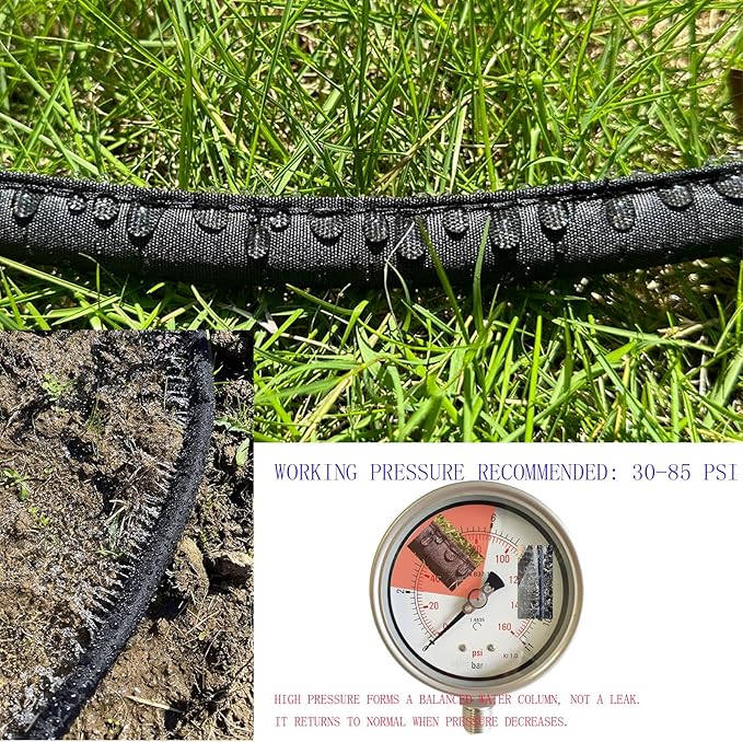 Flat Soaker Hose 15 FT for Garden Beds, 15Ft 1/2" Linkable Consistent Drip Irrigation Hose Save 80% Water, Leakproof Heavy Duty Double Layer Sprinkler Hose