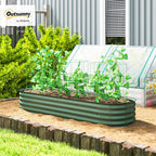 Outsunny 6.5' x 2' x 1' Galvanized Raised Garden Bed Kit, Outdoor Metal Elevated Planter Box with Safety Edging, Easy DIY Stock Tank for Growing Flowers, Herbs & Vegetables, Green