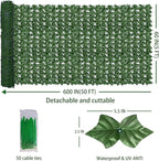 ODTORY Artificial Fence Privacy Screen: 5FT x 50FT UV-Anti Faux Greenery Backdrop Ivy Chain Link Shades Panels for Patio, Balcony, Garden,Deck,Backyard Indoor Outdoor Green Wall Decor