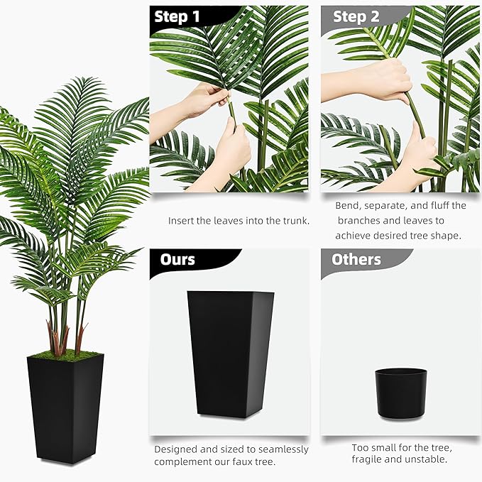 ASTIDY Artificial Palm Tree 5FT - Fake Tree with Black Tall Planter - Faux Tropical Areca Floor Plant in Pot - Artificial Silk Plant for Home Office Living Room Decor Indoor