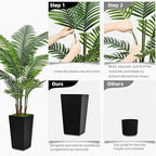 ASTIDY Artificial Palm Tree 5FT - Fake Tree with Gray Tall Planter - Faux Tropical Areca Floor Plant in Pot - Artificial Silk Plant for Home Office Living Room Decor Indoor