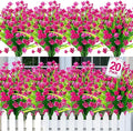 TURNMEON 20 Bundles Artificial Flowers for Outdoors Fake Plants Spring Decor, UV Resistant Artificial Plants Cemetery Flowers Faux Plastic Greenery Shrub for Home Porch Summer Decor 580 Heads(Magenta)