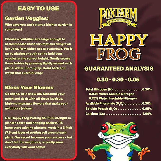 FoxFarm Happy Frog Potting Soil, 2cu ft (Pack of 2) - for Indoor/Outdoor Container Plants - Contains Mycorrhizae and Humic Acids