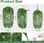 Faux Outdoor Plants Fake Hanging Plants for Outdoors Outside Decorations, 2 Pcs Green Faux Eucalyptus Vines Realistic UV Resistant Artificial Greenery for Planters Porch Garden Yard Front Door Patio