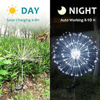 JJGoo Solar Firework Lights, 2 Pack 135 LEDs 2 Lighting Modes Solar Lights Outdoor Waterproof for Garden Patio Walkway Pathway Party Wedding Christmas Decorative - White