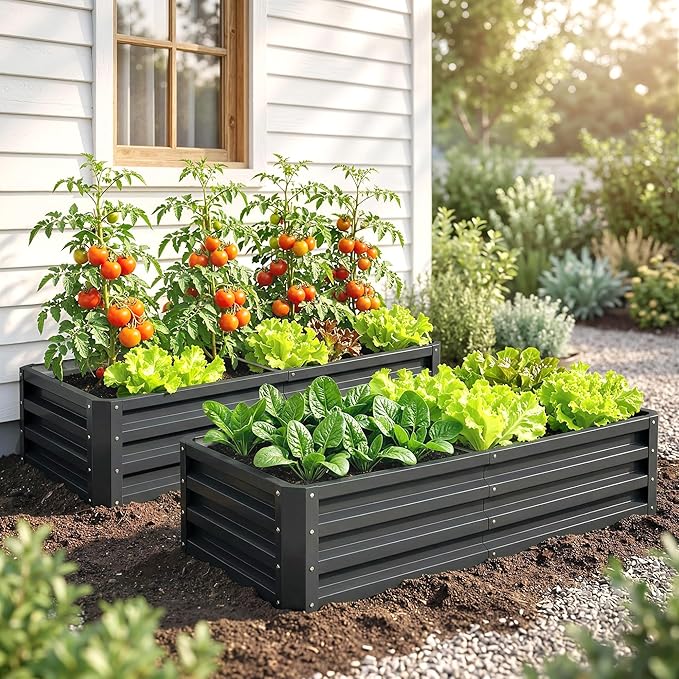Outsunny Galvanized Raised Garden Bed, 4' x 2' x 1' Metal Planter Box, for Growing Vegetables, Flowers, Herbs, Succulents, Gray